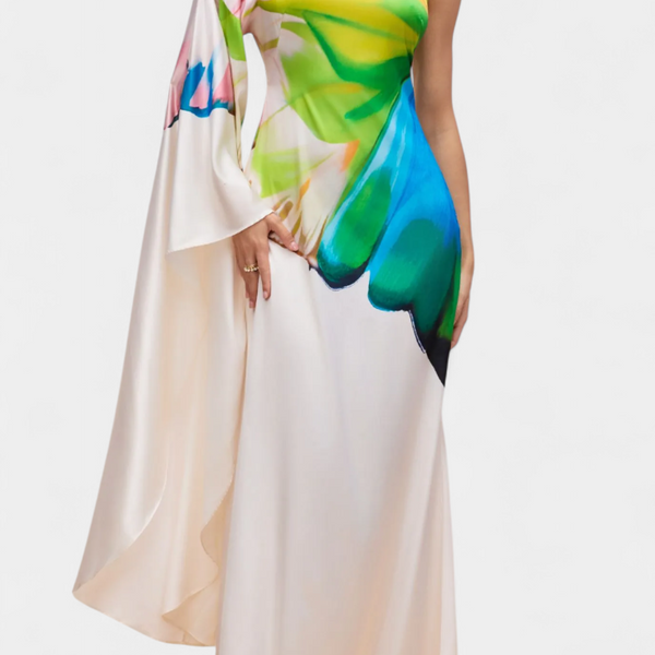 שמלות בראיל באורך אסימטרי עם שרוול אחד ודוגמא