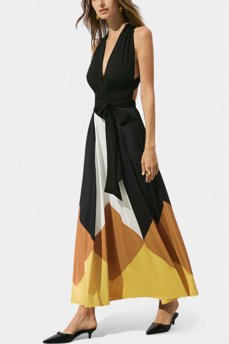 שמלת נאבה ארוכה פולימורפית עם גב פתוח ודמות רב-שימושית