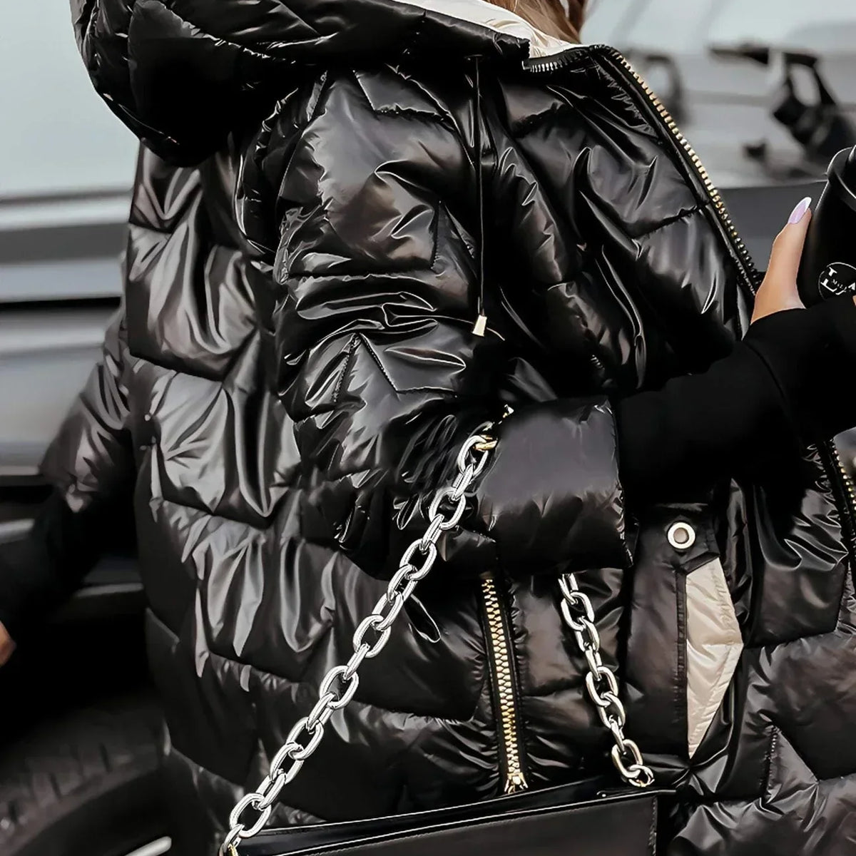 אלין™ | מעיל חורף אלגנטי עם כובע ומילוי