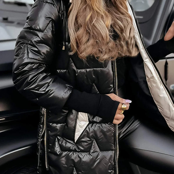 אלין™ | מעיל חורף אלגנטי עם כובע ומילוי