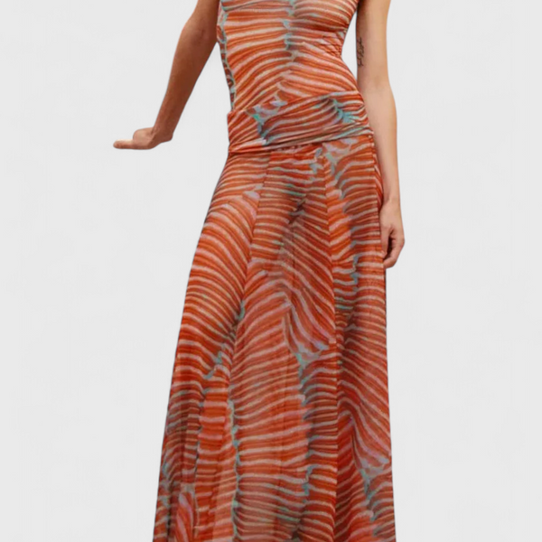 סט רטרו של סילבינה עם הדפס גל וקו זורם