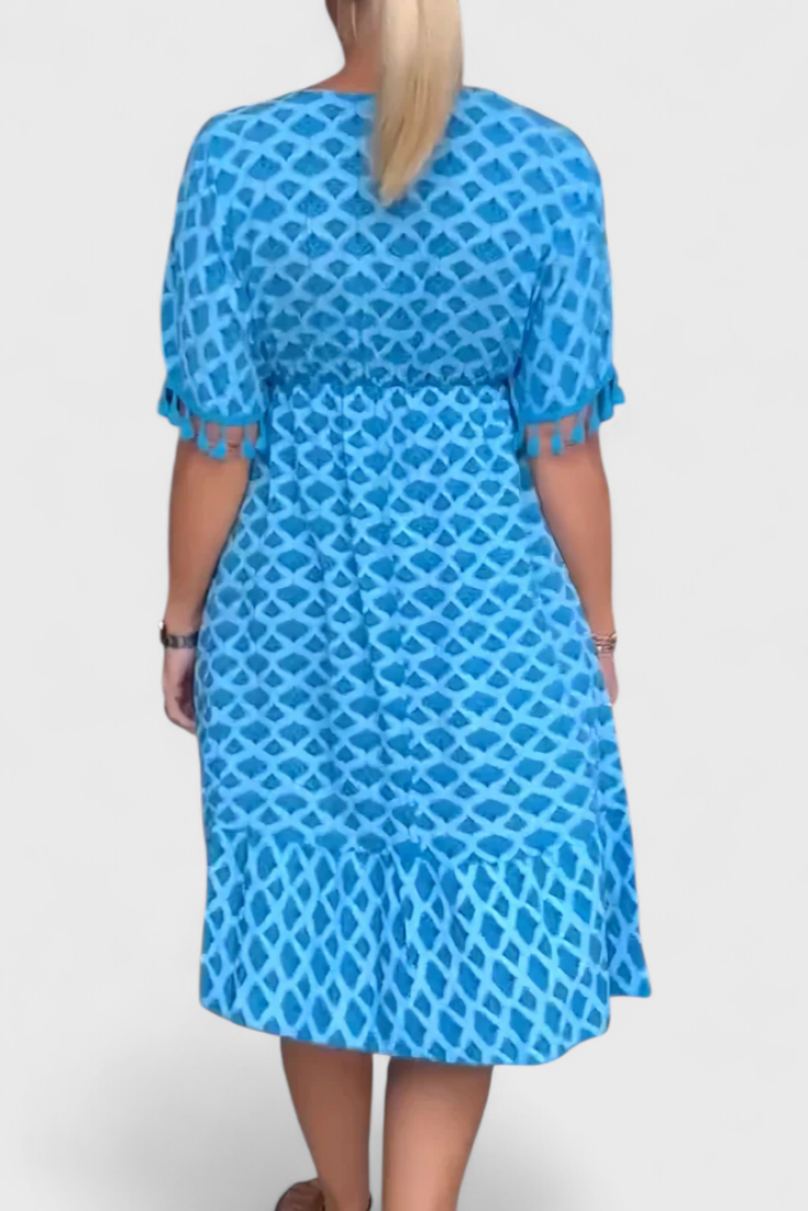 שמלות קירה בוהו שיק עם הדפסים גיאומטריים