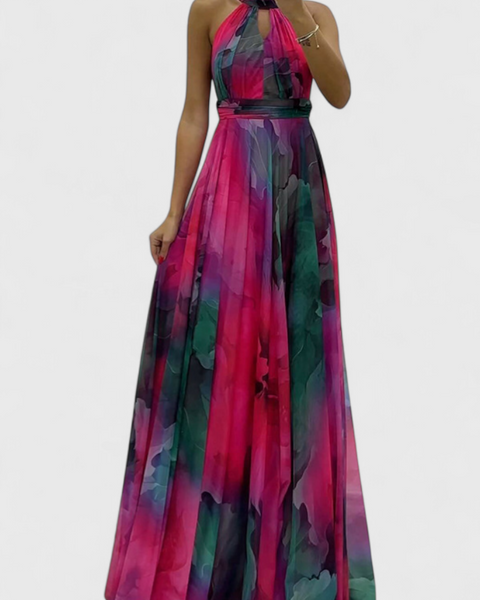 שמלות מקסי קפריס עם הדפס פרחים וסקופ הולטר