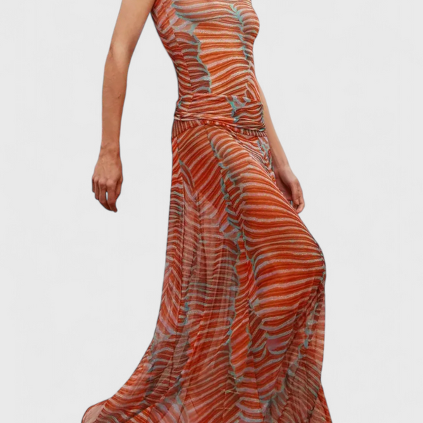 סט רטרו של סילבינה עם הדפס גל וקו זורם