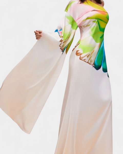 שמלות בראיל באורך אסימטרי עם שרוול אחד ודוגמא