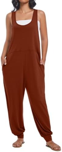 אוברולים ללא שרוולים לנשים עם כיסים