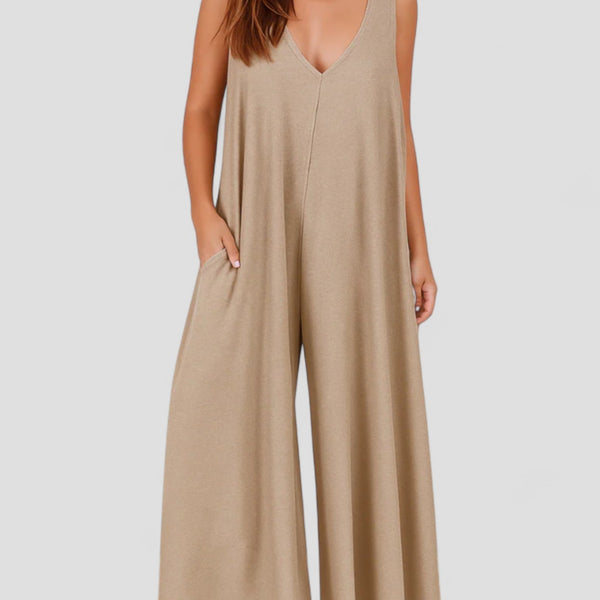 חמה | מכנסיים קצרים נוחים עם צווארון V ורגליים רחבות