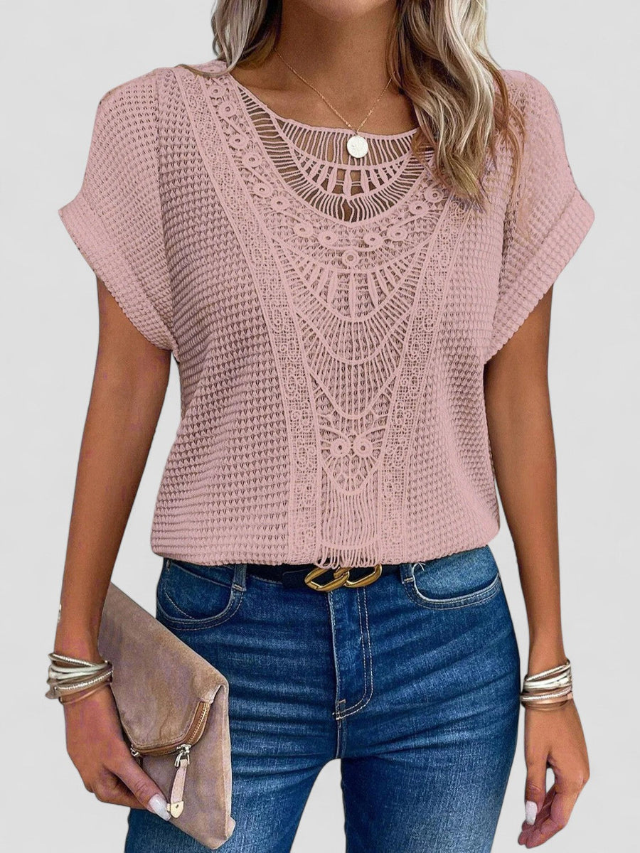 אלבה | טי-שירט תחרה עם שרוולים קצרים