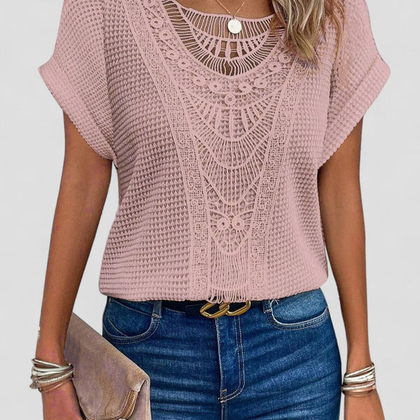 אלבה | טי-שירט תחרה עם שרוולים קצרים