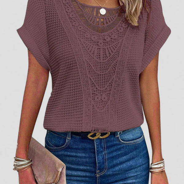 אלבה | טי-שירט תחרה עם שרוולים קצרים