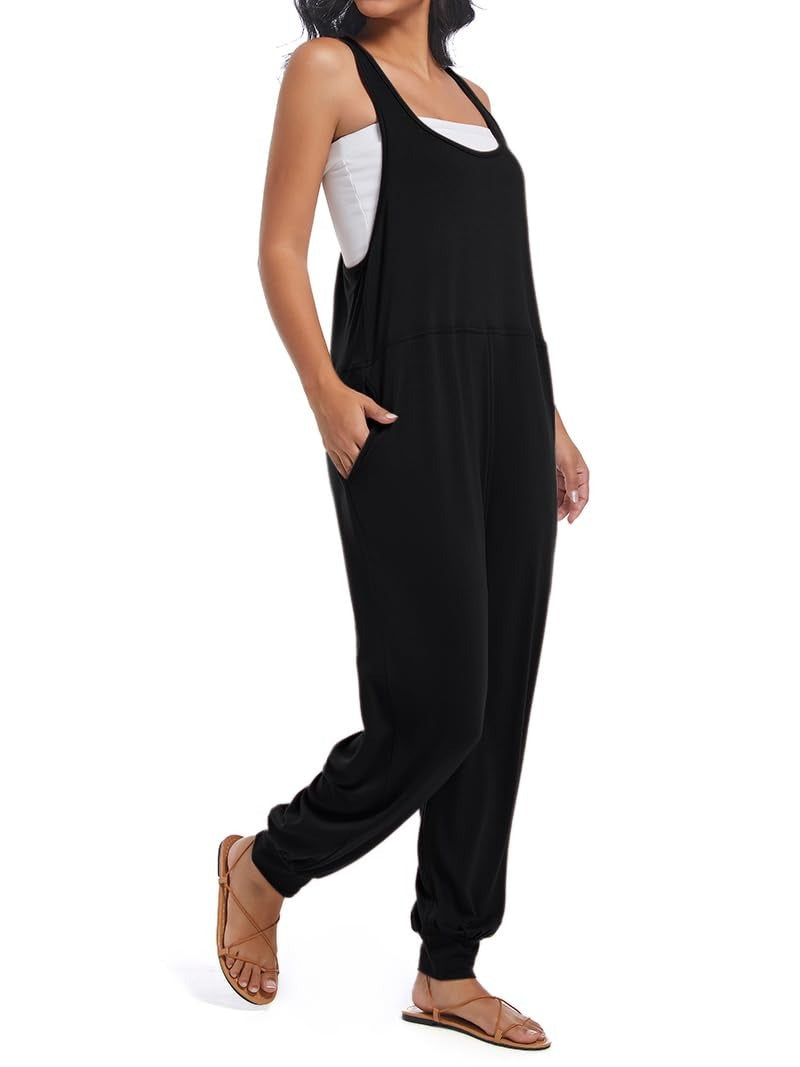 אוברולים ללא שרוולים לנשים עם כיסים