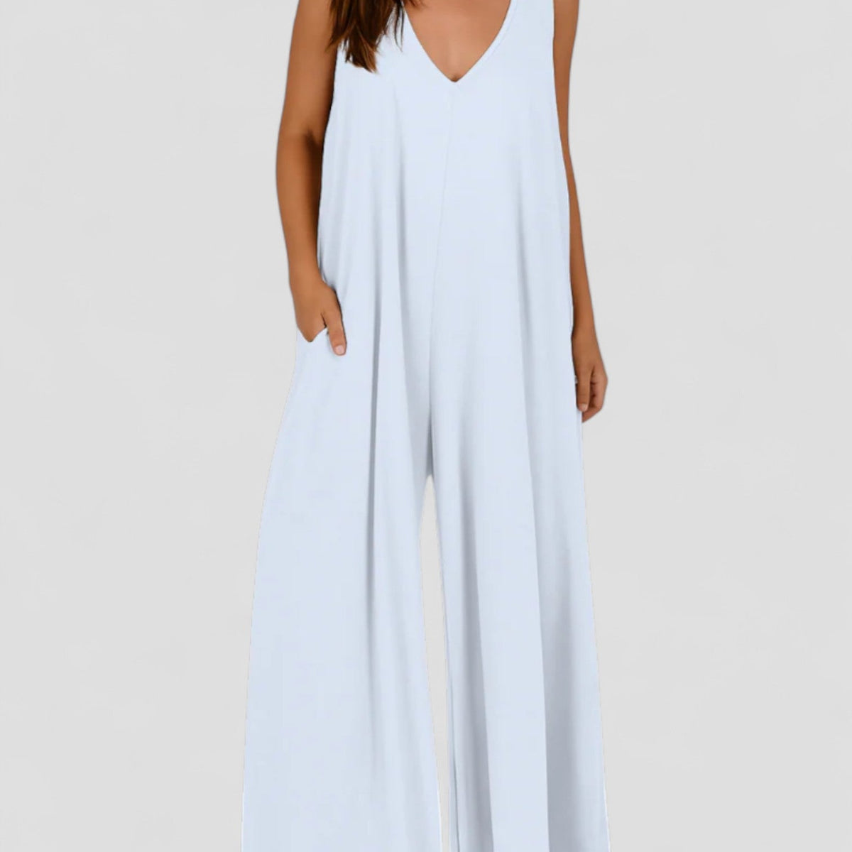 חמה | מכנסיים קצרים נוחים עם צווארון V ורגליים רחבות