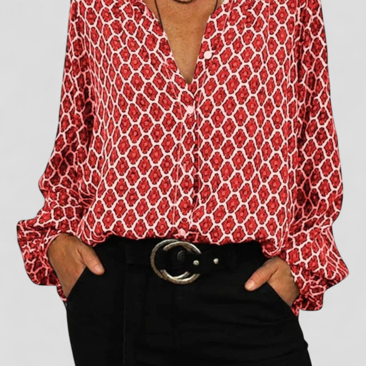 חולצת בלוז V-צוואר עם אלגנטיות