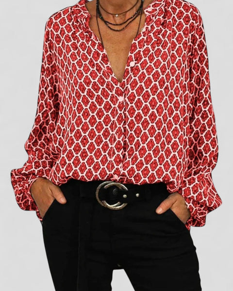 חולצת בלוז V-צוואר עם אלגנטיות