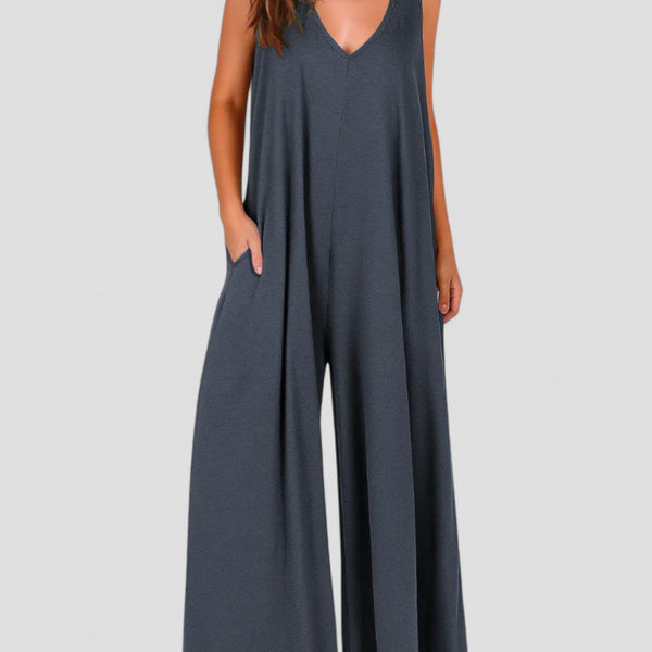 חמה | מכנסיים קצרים נוחים עם צווארון V ורגליים רחבות