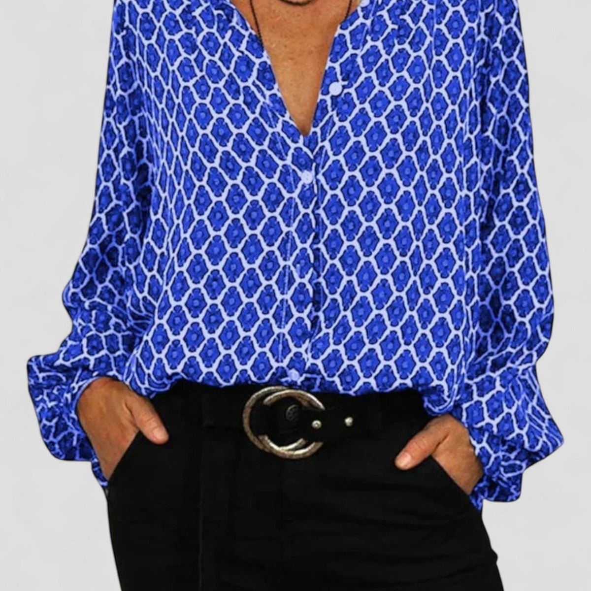 חולצת בלוז V-צוואר עם אלגנטיות