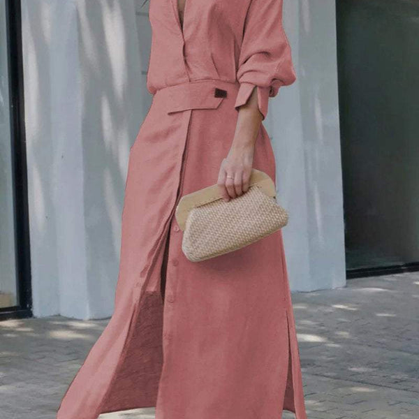 Simona - שמלת מקסי מִכּותָנָה ופשתן