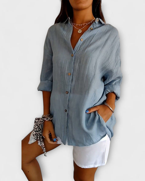 חולצת ססקיה אלגנטית עם קפלים לנשים