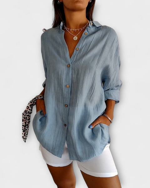 חולצת ססקיה אלגנטית עם קפלים לנשים