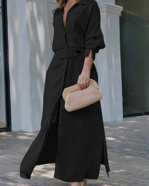 Simona - שמלת מקסי מִכּותָנָה ופשתן