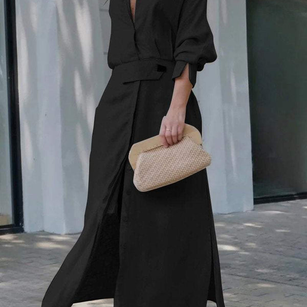 Simona - שמלת מקסי מִכּותָנָה ופשתן