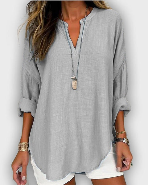 חולצת קתרינה עם צווארון V לנשים