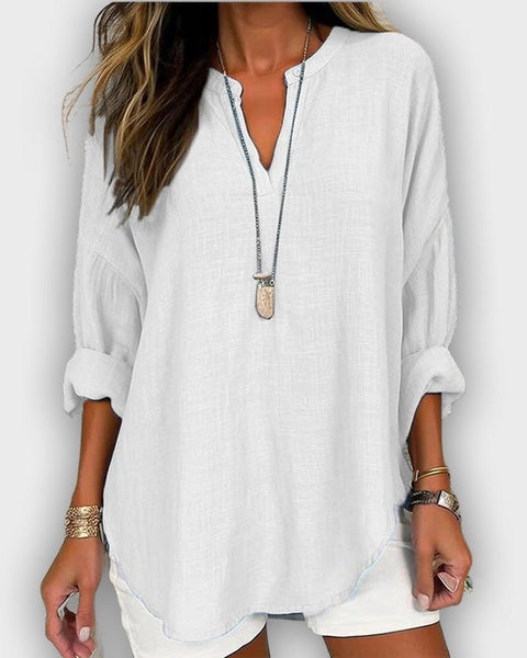 חולצת קתרינה עם צווארון V לנשים