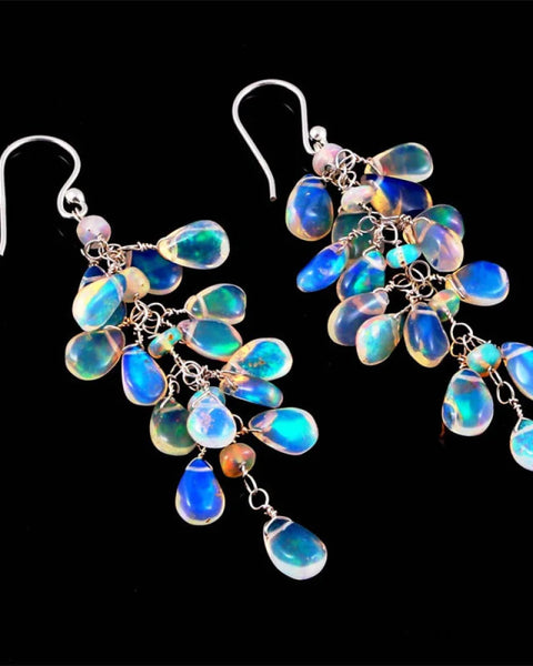 עגילי אבן ירח יוקרתיים