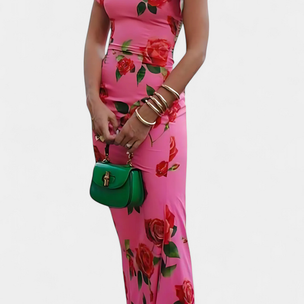 מאירה שמלת קיפאו עם הדפס ורדים אלגנטי