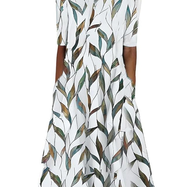 האריטה | שמלת קיץ מידי עם פרחים חופיים ו קו צוואר עגול