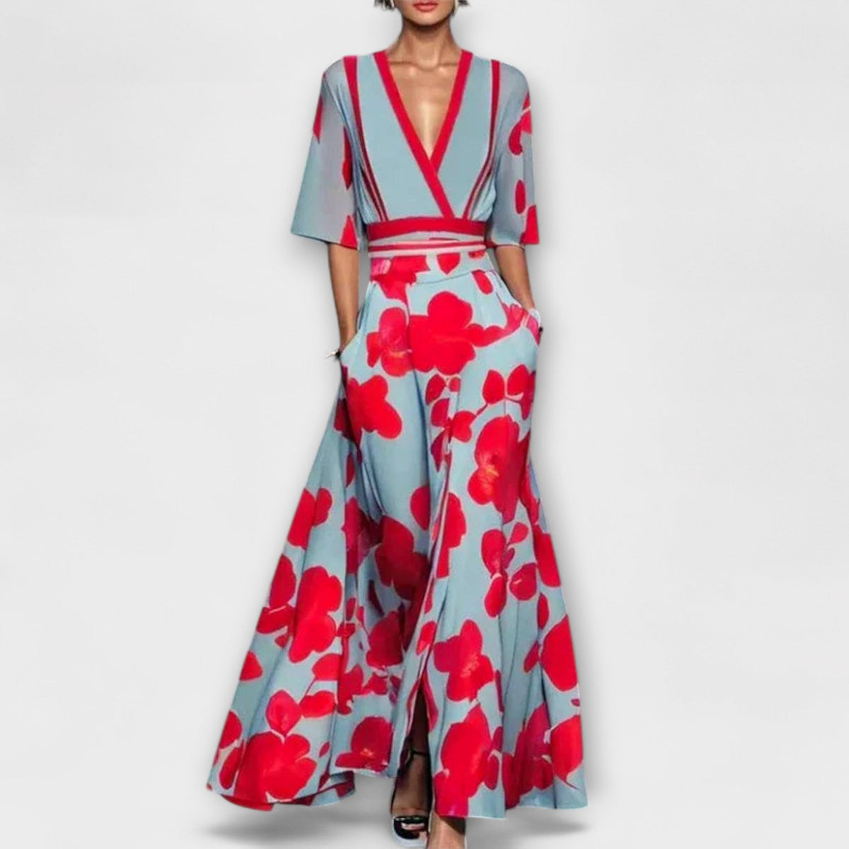 שמלת נשים אלגנטית עם שרוולים אופנתיים