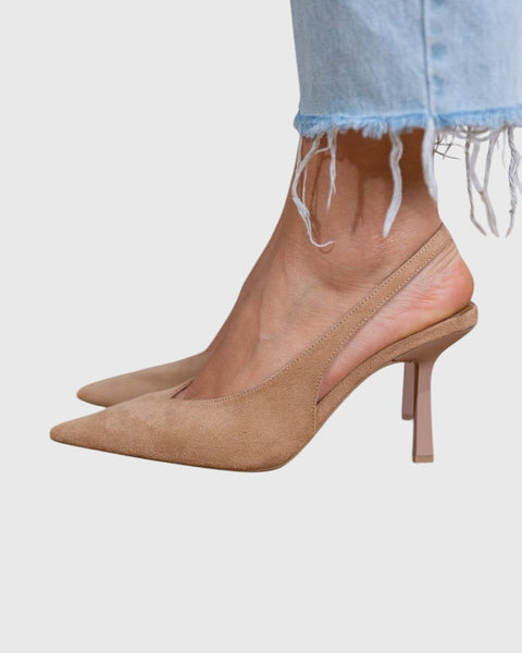 מרלנה - נעליים עם עקב נמוך בצבע נוד