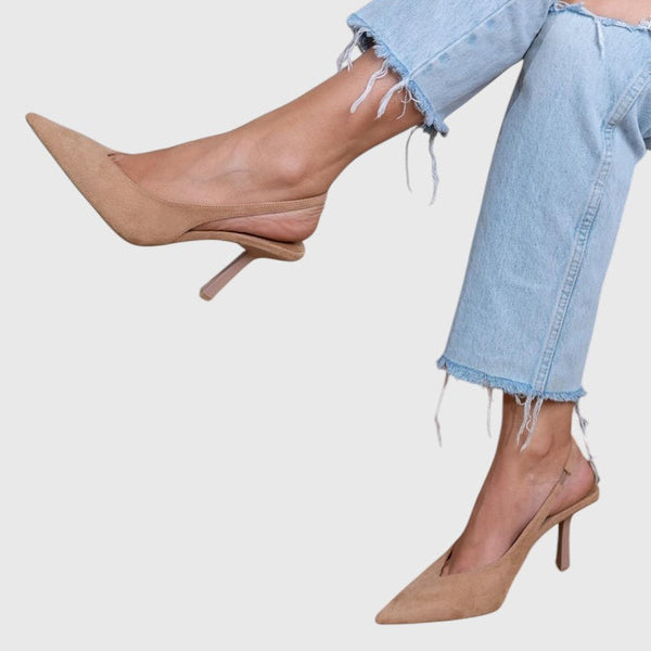 מרלנה - נעליים עם עקב נמוך בצבע נוד