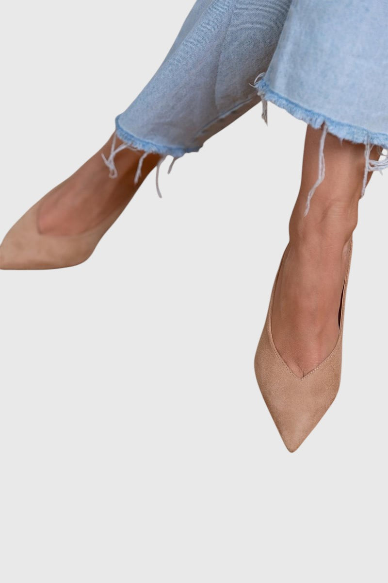 מרלנה - נעליים עם עקב נמוך בצבע נוד