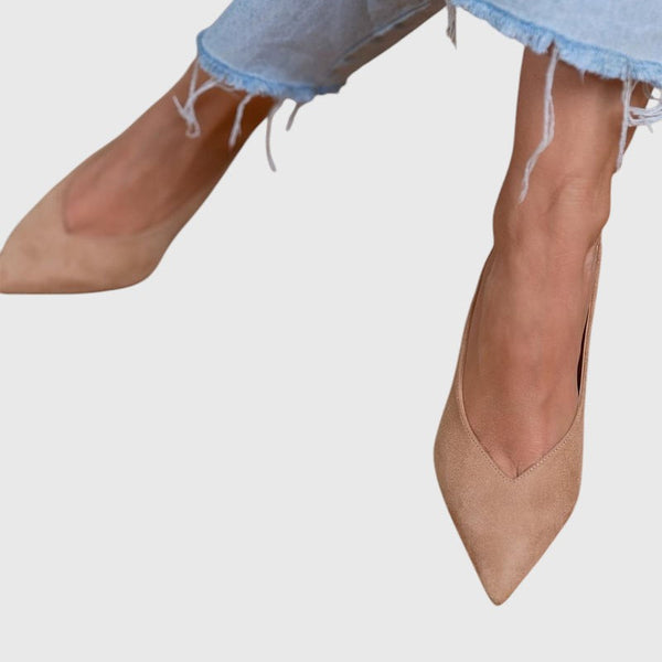 מרלנה - נעליים עם עקב נמוך בצבע נוד