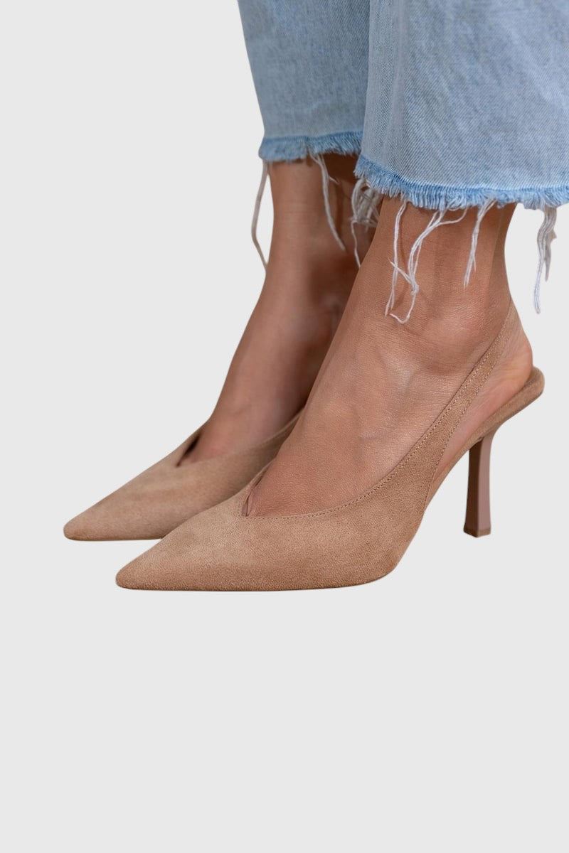 מרלנה - נעליים עם עקב נמוך בצבע נוד