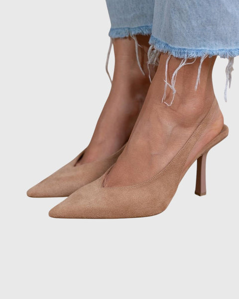 מרלנה - נעליים עם עקב נמוך בצבע נוד