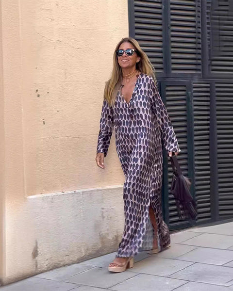 Henar - שמלת בוהו עם שרוולים ארוכים ומחשוף V