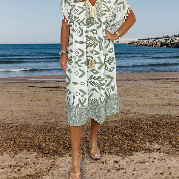 Alyex - שמלת קז'ואל מודפסת עם מפתח V