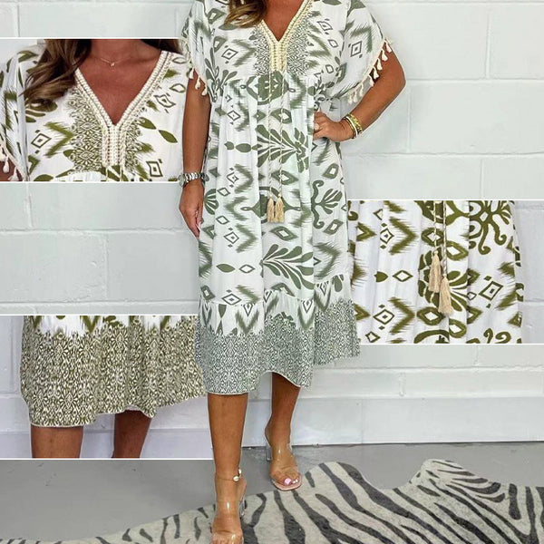 Alyex - שמלת קז'ואל מודפסת עם מפתח V