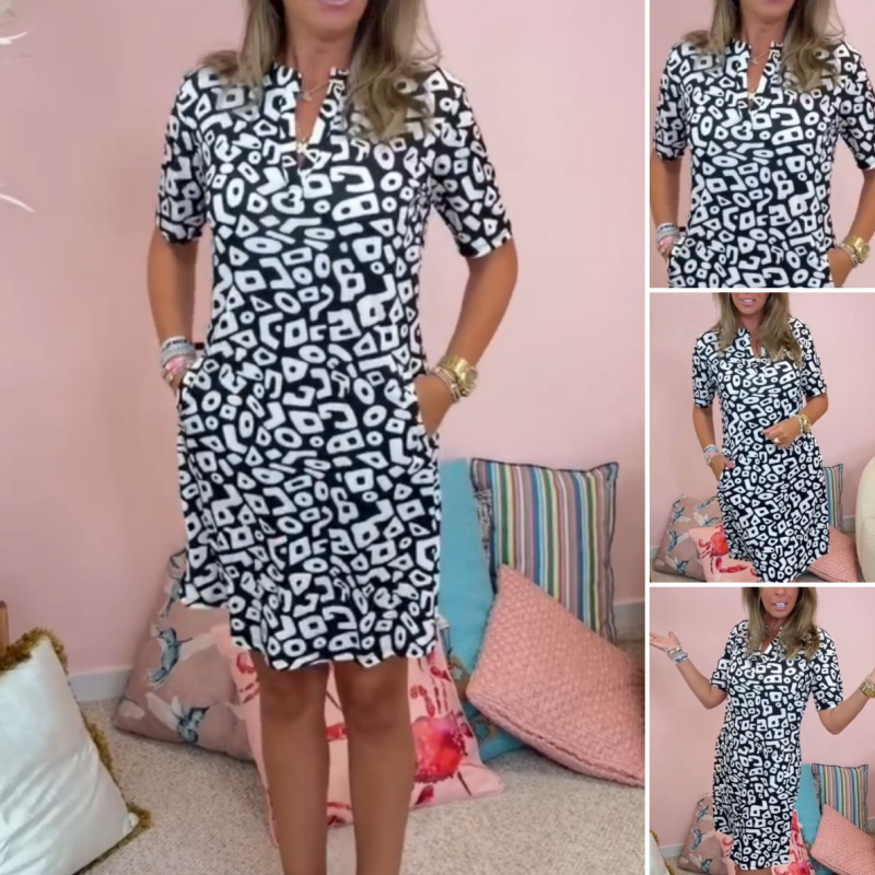 Aluna - שמלת מיני קז'ואל עם הדפס גיאומטרי