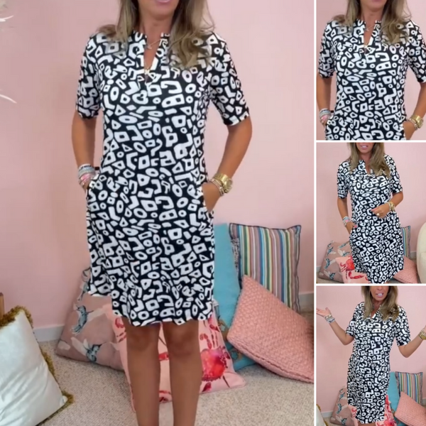 Aluna - שמלת מיני קז'ואל עם הדפס גיאומטרי