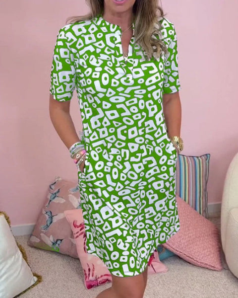 Aluna - שמלת מיני קז'ואל עם הדפס גיאומטרי