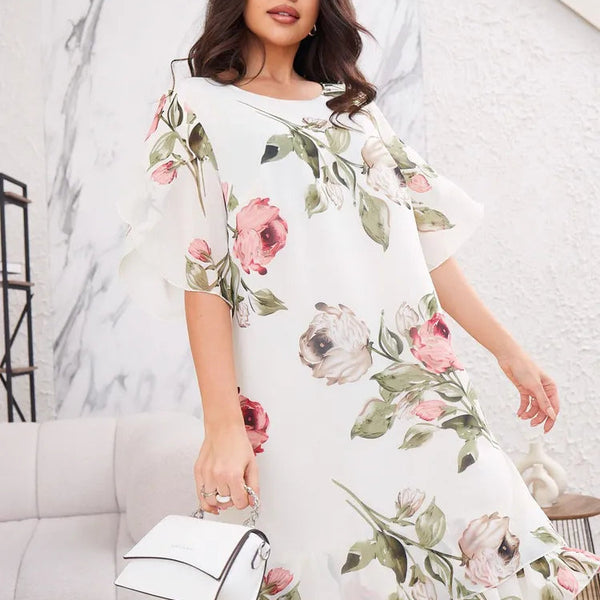 Merita - שמלת שיפון אופנתית עם עלי כותרת