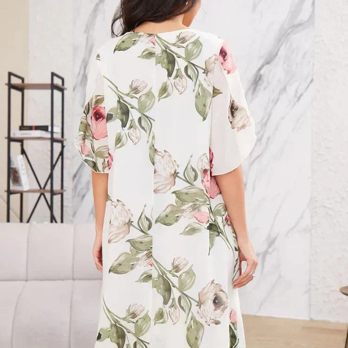 Merita - שמלת שיפון אופנתית עם עלי כותרת