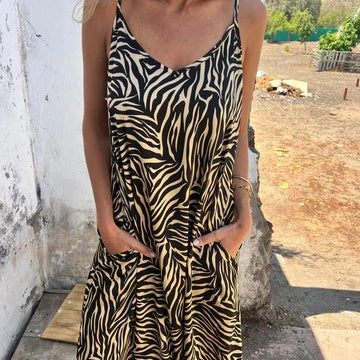 Timera – שמלת מקסי עם פסים והדפסים