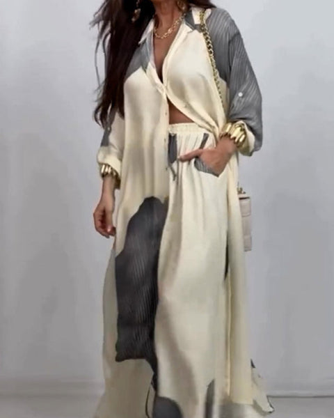 Dionicia - חולצה אלגנטית עם כפתורים ומכנס עם שרוך