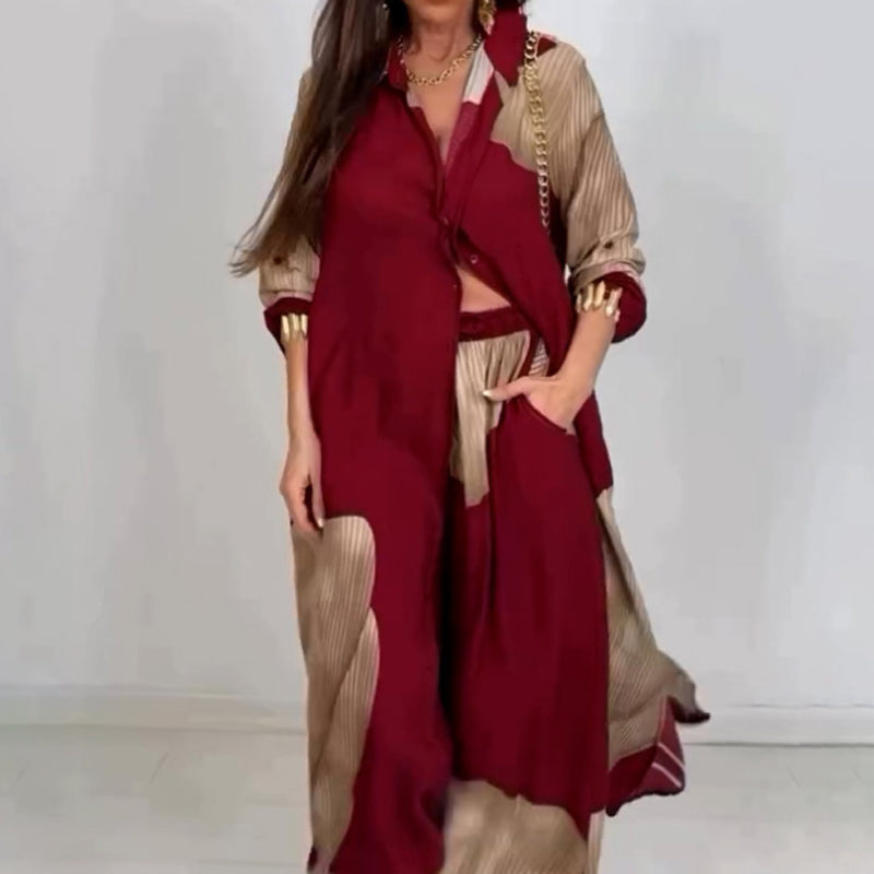 Dionicia - חולצה אלגנטית עם כפתורים ומכנס עם שרוך