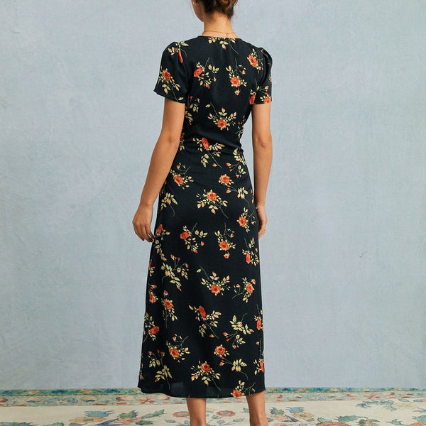 Kambria - שמלת מידי פרחונית עם שרוולים קצרים