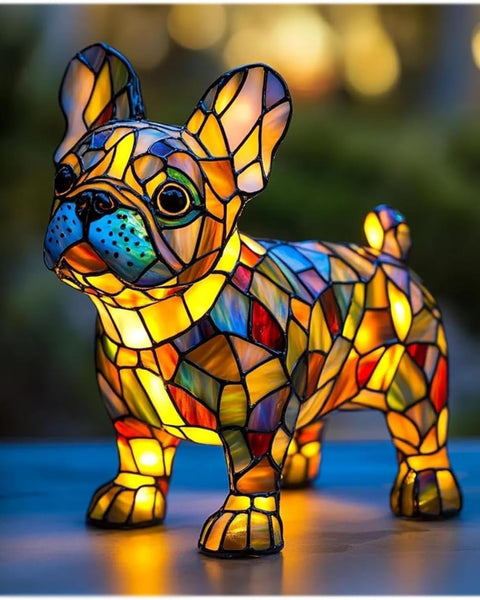 ברונו - מנורת כלב זכוכית צבעונית ומרשימה